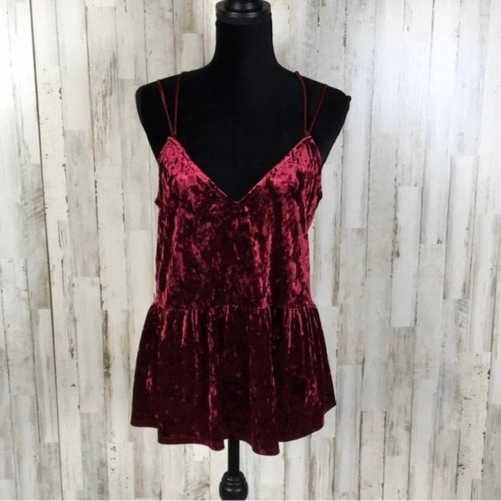 Harlowe & Graham Red Velvet Strappy Tank Flowy L